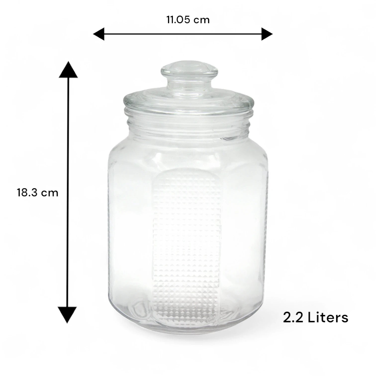 DELISOGA Airtight Glass Storage Jar 2.2 L – Airtight BPA-Free Clear Container with Silicone Seal – Stackable, Durable, Dishwasher Safe – Pantry & Kitchen Organizer - MFG55-A - Damoo
