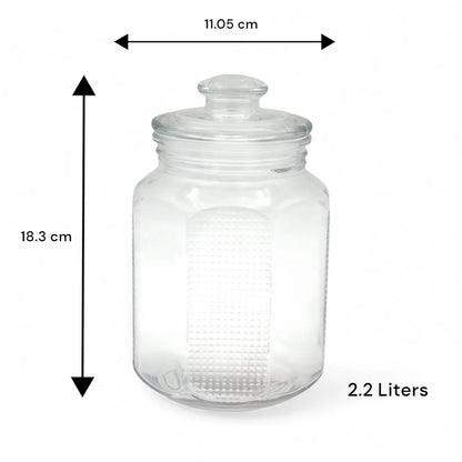 DELISOGA Airtight Glass Storage Jar 2.2 L – Airtight BPA-Free Clear Container with Silicone Seal – Stackable, Durable, Dishwasher Safe – Pantry & Kitchen Organizer - MFG55-A - Damoo