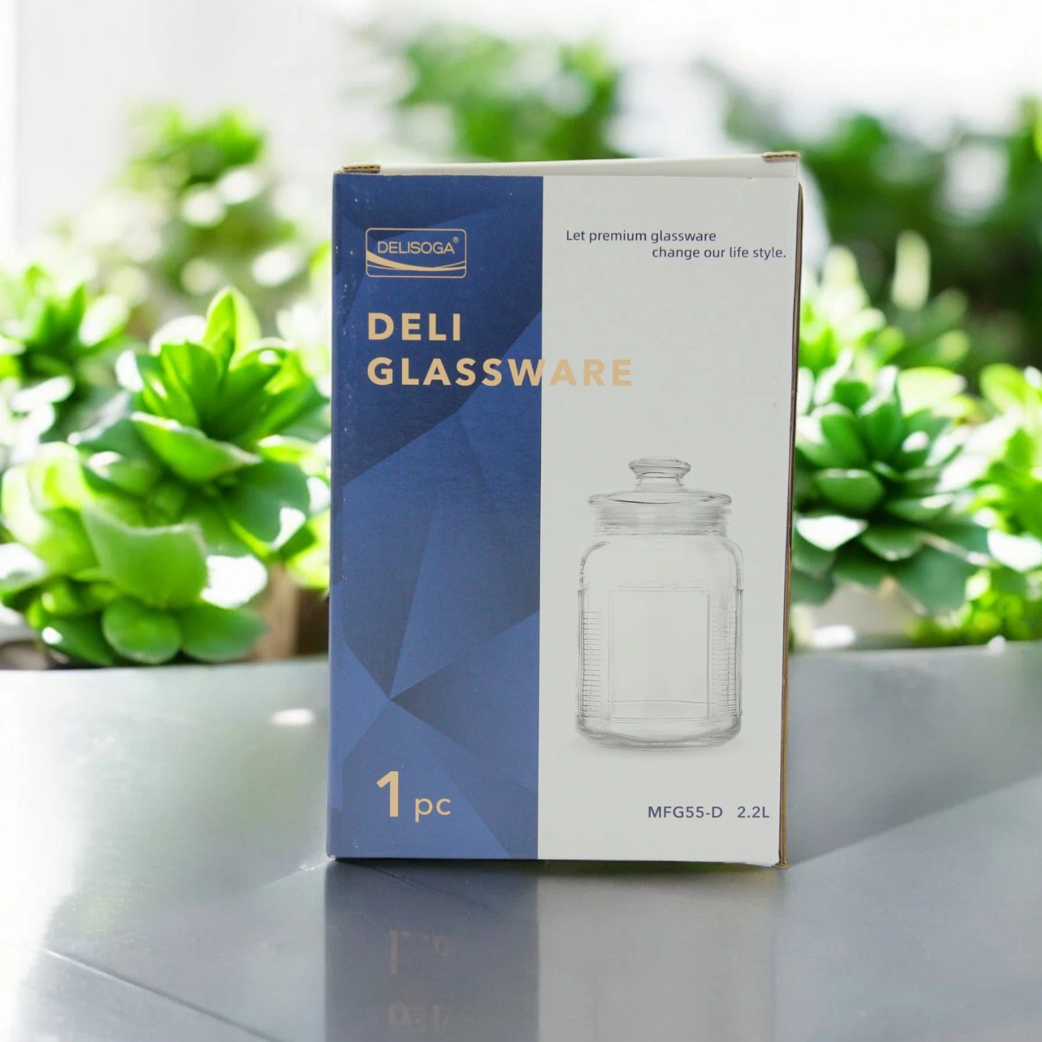 DELISOGA Airtight Glass Storage Jar with Lid 2.2L  – Premium Clear Cylinder Container for Kitchen Pantry, Dry Goods & Snacks – MFG55-D - Damoo