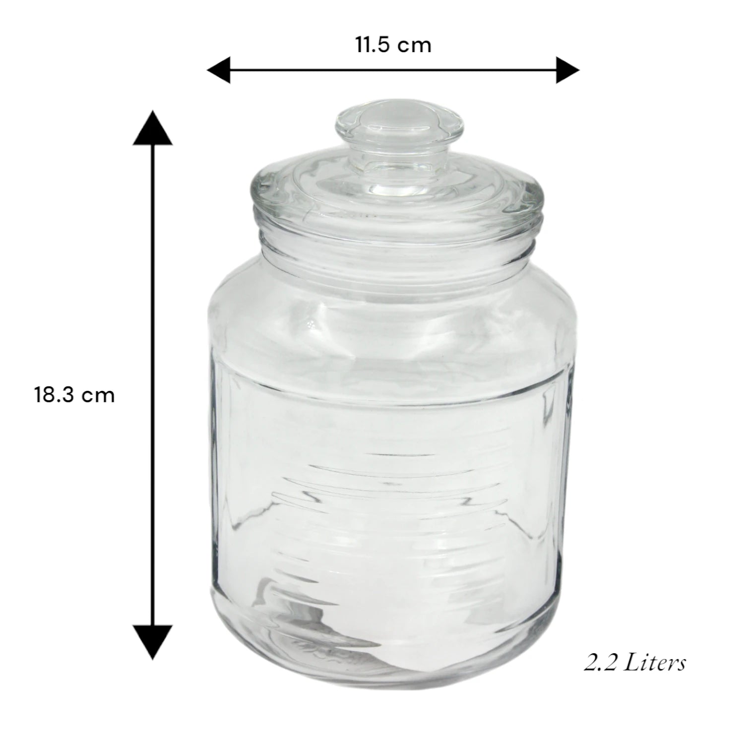 DELISOGA Airtight Glass Storage Jar with Lid 2.2L  – Premium Clear Cylinder Container for Kitchen Pantry, Dry Goods & Snacks – MFG55-D - Damoo