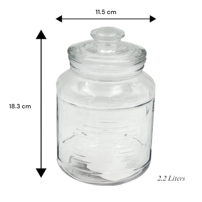 DELISOGA Airtight Glass Storage Jar with Lid 2.2L  – Premium Clear Cylinder Container for Kitchen Pantry, Dry Goods & Snacks – MFG55-D - Damoo