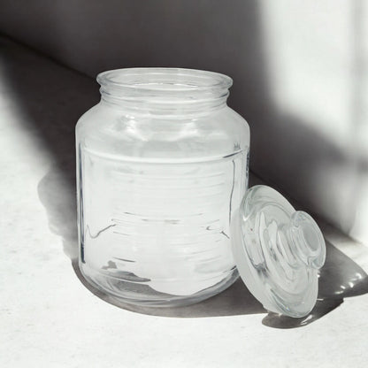 DELISOGA Airtight Glass Storage Jar with Lid 2.2L  – Premium Clear Cylinder Container for Kitchen Pantry, Dry Goods & Snacks – MFG55-D - Damoo