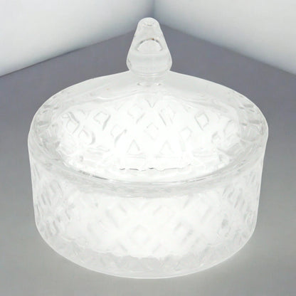 Delisoga Crystal Glass Sugar Bowl with Lid – Elegant Diamond Pattern | Decorative Candy Jar & Storage Container – 1 Set - Damoo