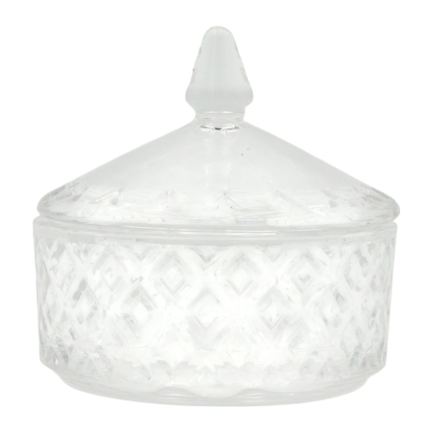 Delisoga Crystal Glass Sugar Bowl with Lid – Elegant Diamond Pattern | Decorative Candy Jar & Storage Container – 1 Set - Damoo