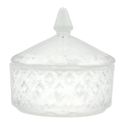 Delisoga Crystal Glass Sugar Bowl with Lid – Elegant Diamond Pattern | Decorative Candy Jar & Storage Container – 1 Set - Damoo