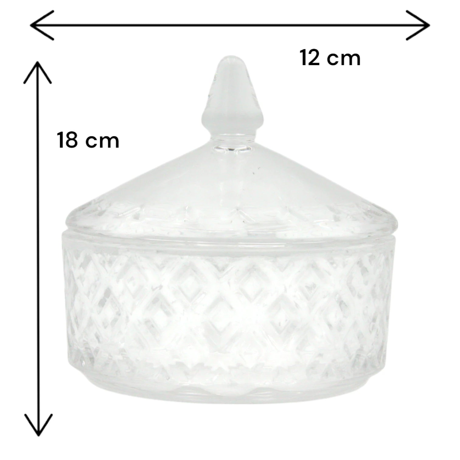 Delisoga Crystal Glass Sugar Bowl with Lid – Elegant Diamond Pattern | Decorative Candy Jar & Storage Container – 1 Set - Damoo