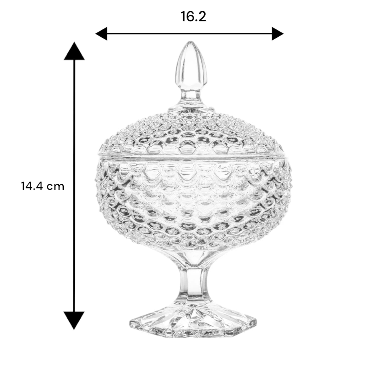 DELISOGA Decorative Candy Jar DSTG1042 – Premium Vintage Soda Lime Glass Jar with Lid – Elegant Bubble-like design Bowl for Home Décor, Candy, Snacks & Gifts - Damoo