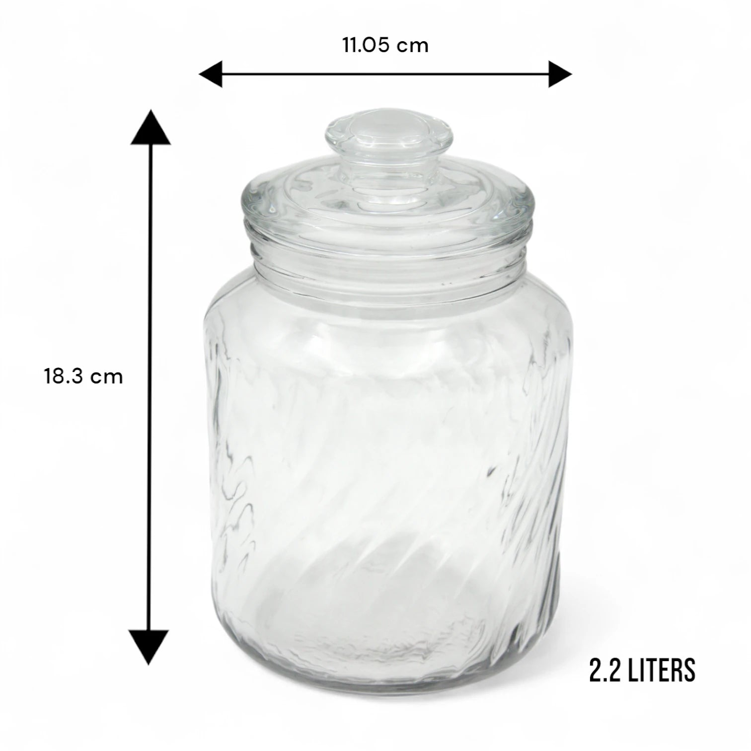 DELISOGA  Fancy Cylindrical Glass Jar with Cork Lid 2.2L – Airtight Food Storage Container – Dishwasher Safe, Clear Design, Ideal for Pantry, Kitchen & Decor - MFG55-B - Damoo
