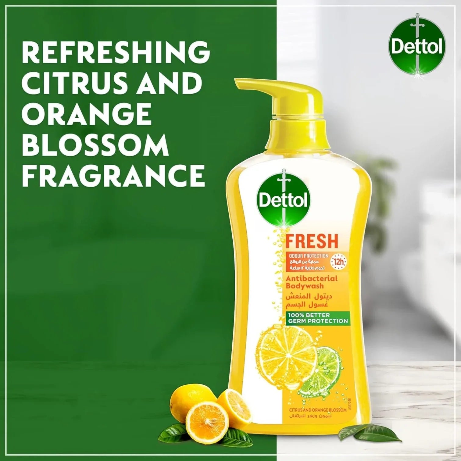 Dettol Fresh Shower Gel & Body Wash – 500ml + 250ml Combo Pack – Antibacterial Citrus & Orange Blossom Scent – pH-Balanced, Moisturizing, Dermatologically Tested Body Wash - Damoo