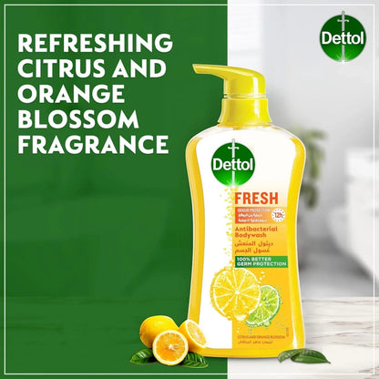 Dettol Fresh Shower Gel & Body Wash – 500ml + 250ml Combo Pack – Antibacterial Citrus & Orange Blossom Scent – pH-Balanced, Moisturizing, Dermatologically Tested Body Wash - Damoo