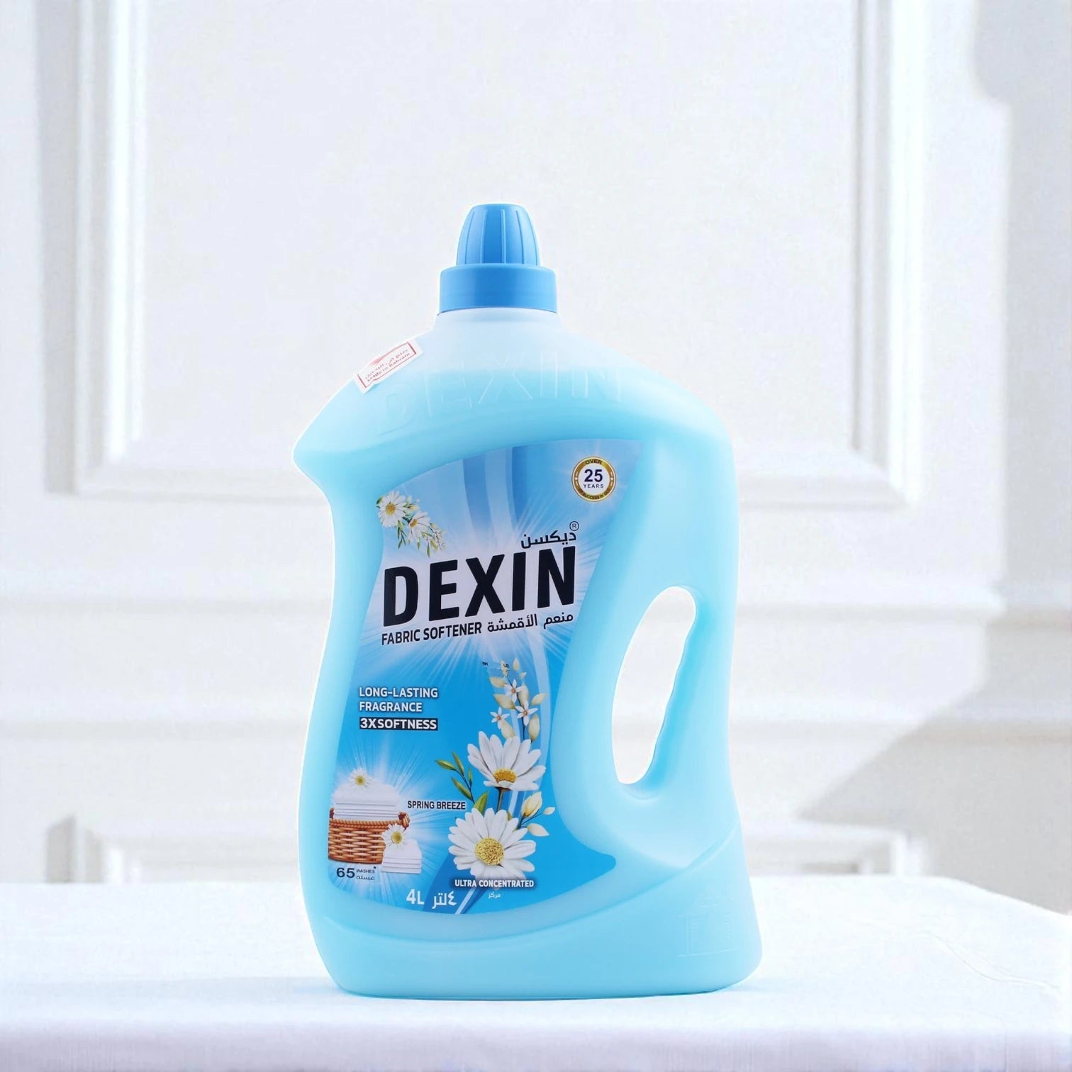 Dexin Blue Fabric Softener – Spring Breeze Scent – Value Pack 4 Litres – Triple Softness & Long-Lasting Freshness – Easy-Pour Bottle for Machine & Hand Washing - Damoo