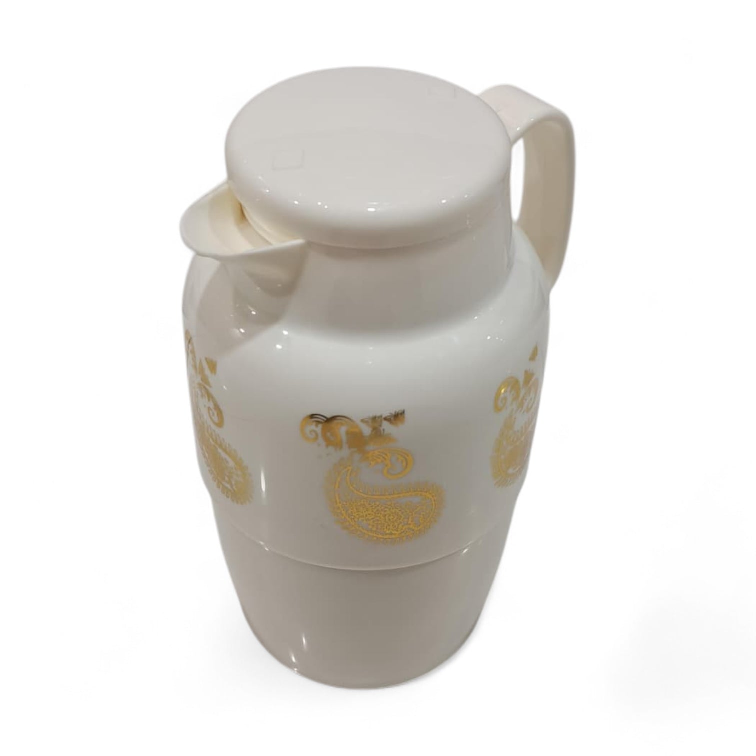 Insulated Vacuum Jug 2.2L – Golden Pattern Insulated Thermos – Elegant Cream Design | Durable Double-Wall Flask for Hot & Cold Beverages - Damoo