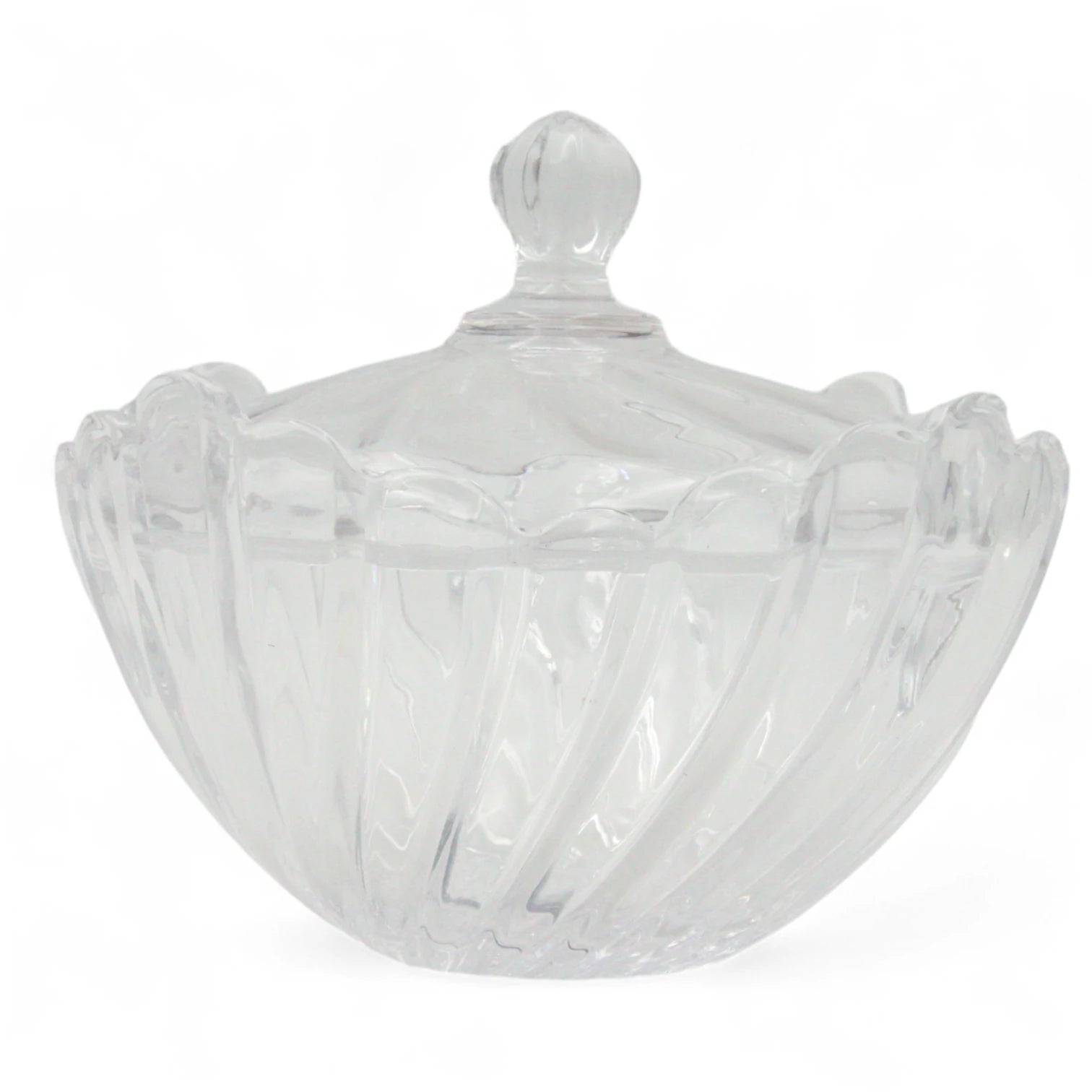 DIAMONDS Elegant Crystal-Style Glass Candy Bowl with Lid –  Decorative Clear Storage Jar for Sweets, Nuts & Decor – Diamond Cut Design - Damoo