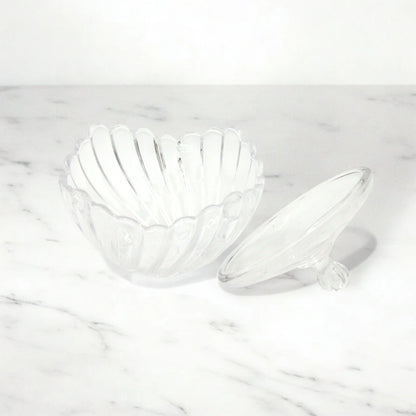 DIAMONDS Elegant Crystal-Style Glass Candy Bowl with Lid –  Decorative Clear Storage Jar for Sweets, Nuts & Decor – Diamond Cut Design - Damoo