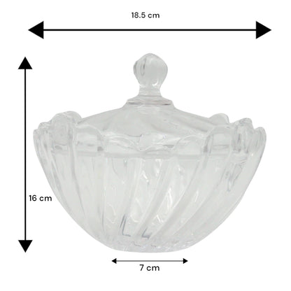 DIAMONDS Elegant Crystal-Style Glass Candy Bowl with Lid –  Decorative Clear Storage Jar for Sweets, Nuts & Decor – Diamond Cut Design - Damoo