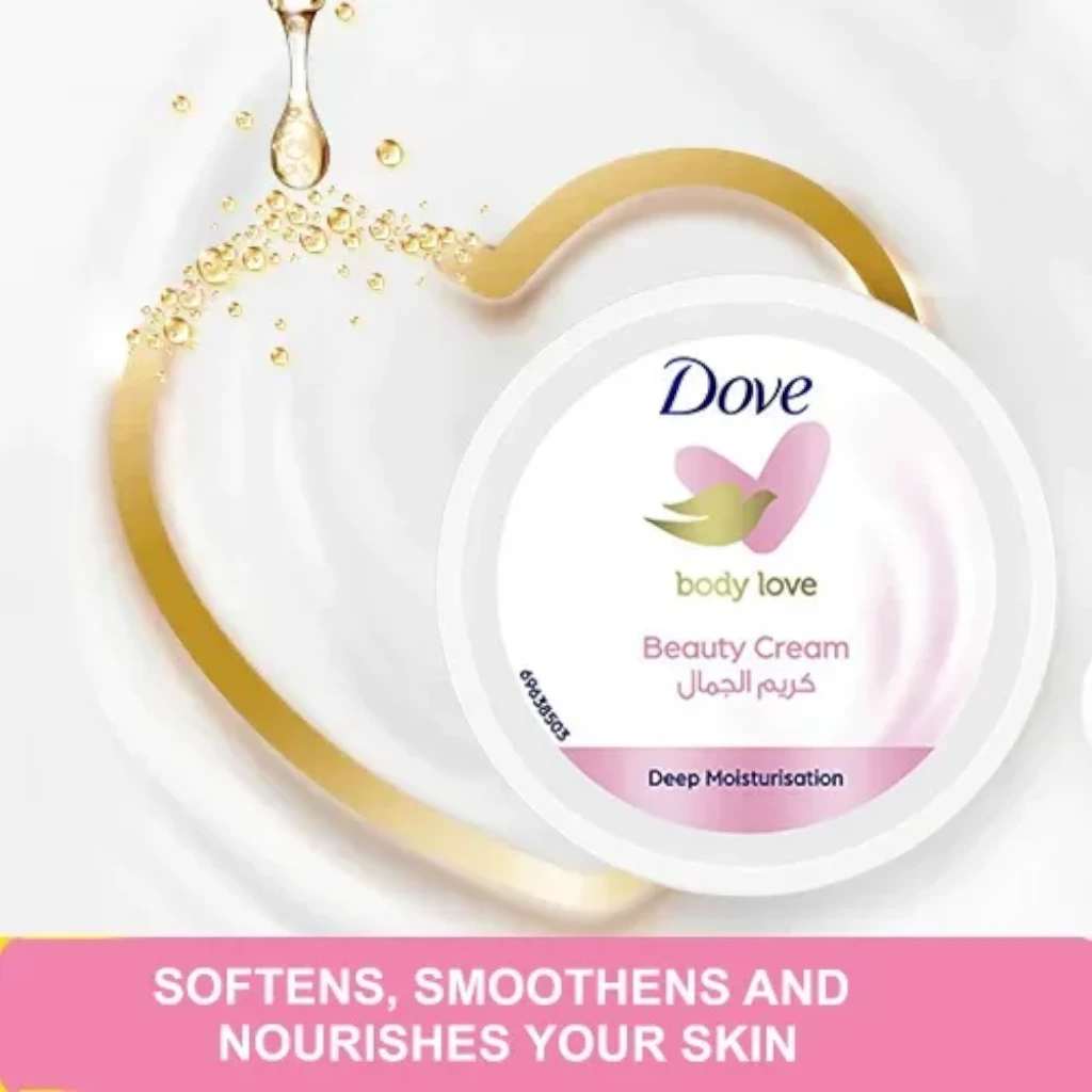 Dove Beauty Body Cream 150ml – Lightweight Moisturizer for Soft, Smooth & Radiant Skin - Non-Greasy, Daily Nourishing Formula - Suitable for All Skin Types - Damoo