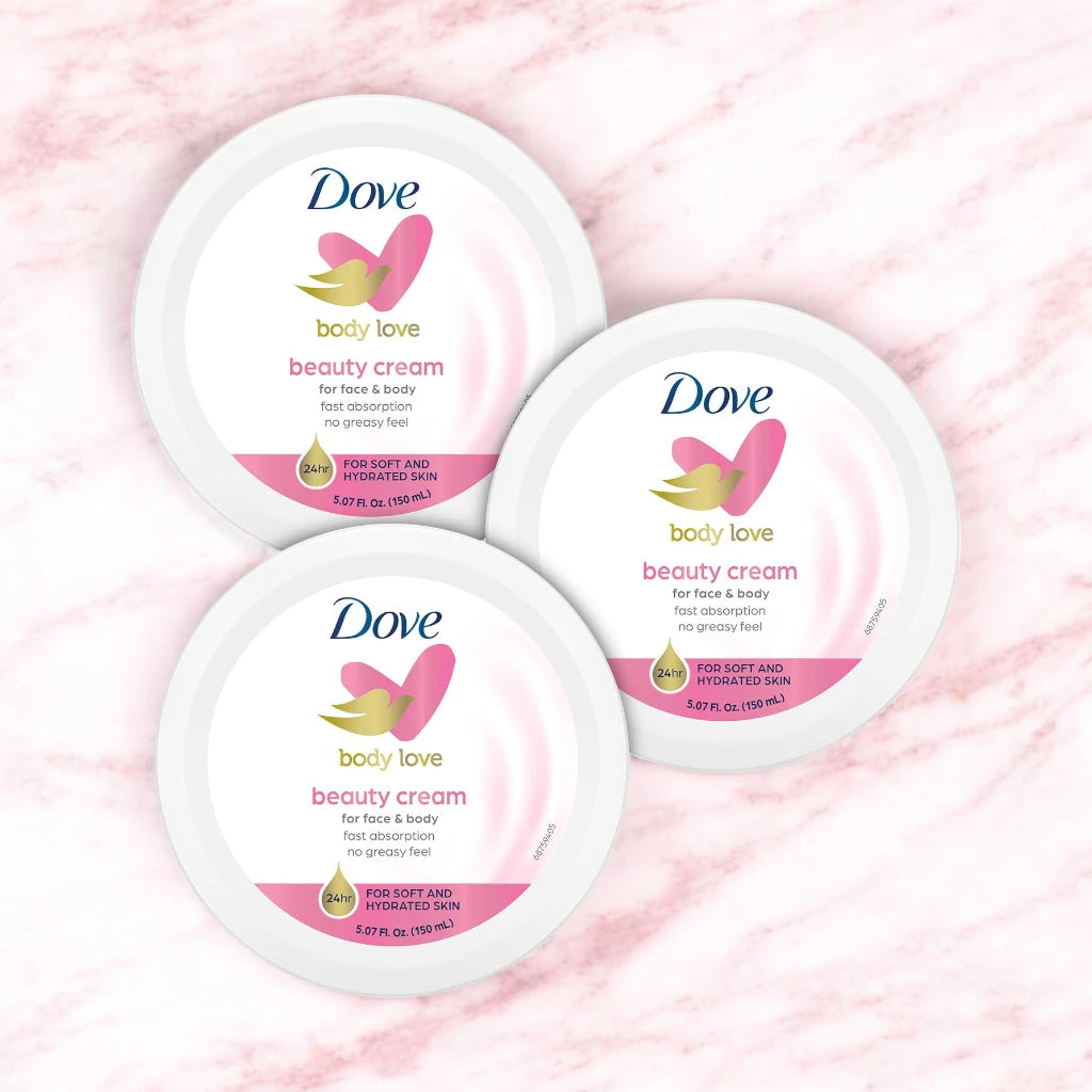 Dove Beauty Body Cream 150ml – Lightweight Moisturizer for Soft, Smooth & Radiant Skin - Non-Greasy, Daily Nourishing Formula - Suitable for All Skin Types - Damoo