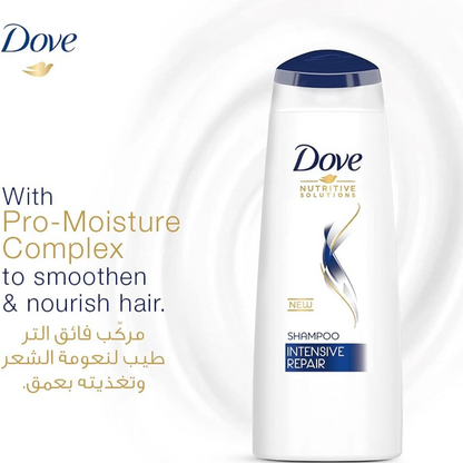 Dove Intensive Repair Shampoo – Pack of 2 (400ml Each) | For Damaged Hair | With Bio-Restore Formula, Amino Acids & Nourishing Oils | 100% Healthy-Looking Hair | Alcohol-Free - Damoo