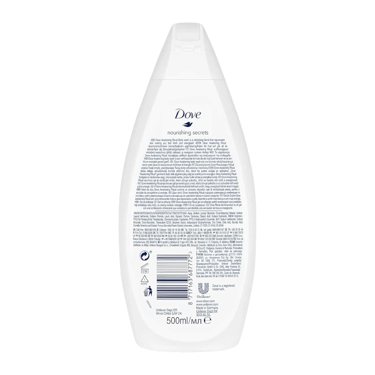 Dove Nourishing Secrets Awakening Ritual Body Wash with Matcha Green Tea & Sakura Blossom – 500ml Sulphate-Free Shower Gel for Softer, Smoother Skin - Damoo