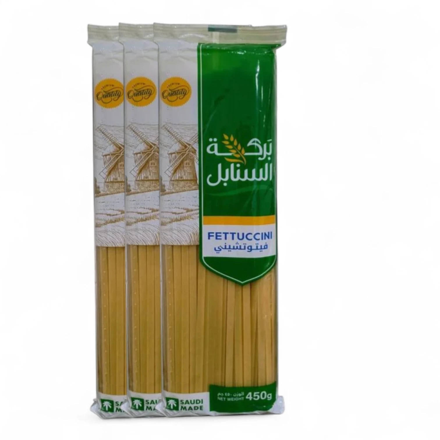 Baraka Al Sanabel Fettuccine Pasta – 3 Packs x 450g | Premium Durum Wheat Italian-Style Noodles for Creamy & Classic Pasta Dishes - Damoo