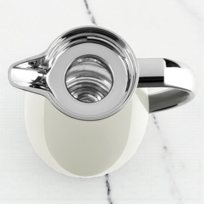 Emsa Campo Vacuum Flask 1.0L – Stainless Steel Insulated Jug with Quick-Tip One-Hand Closure, 100% Leak-Proof Design, 12H Heat / 24H Cold Retention, High-Gloss Chrome Finish (White) - Damoo