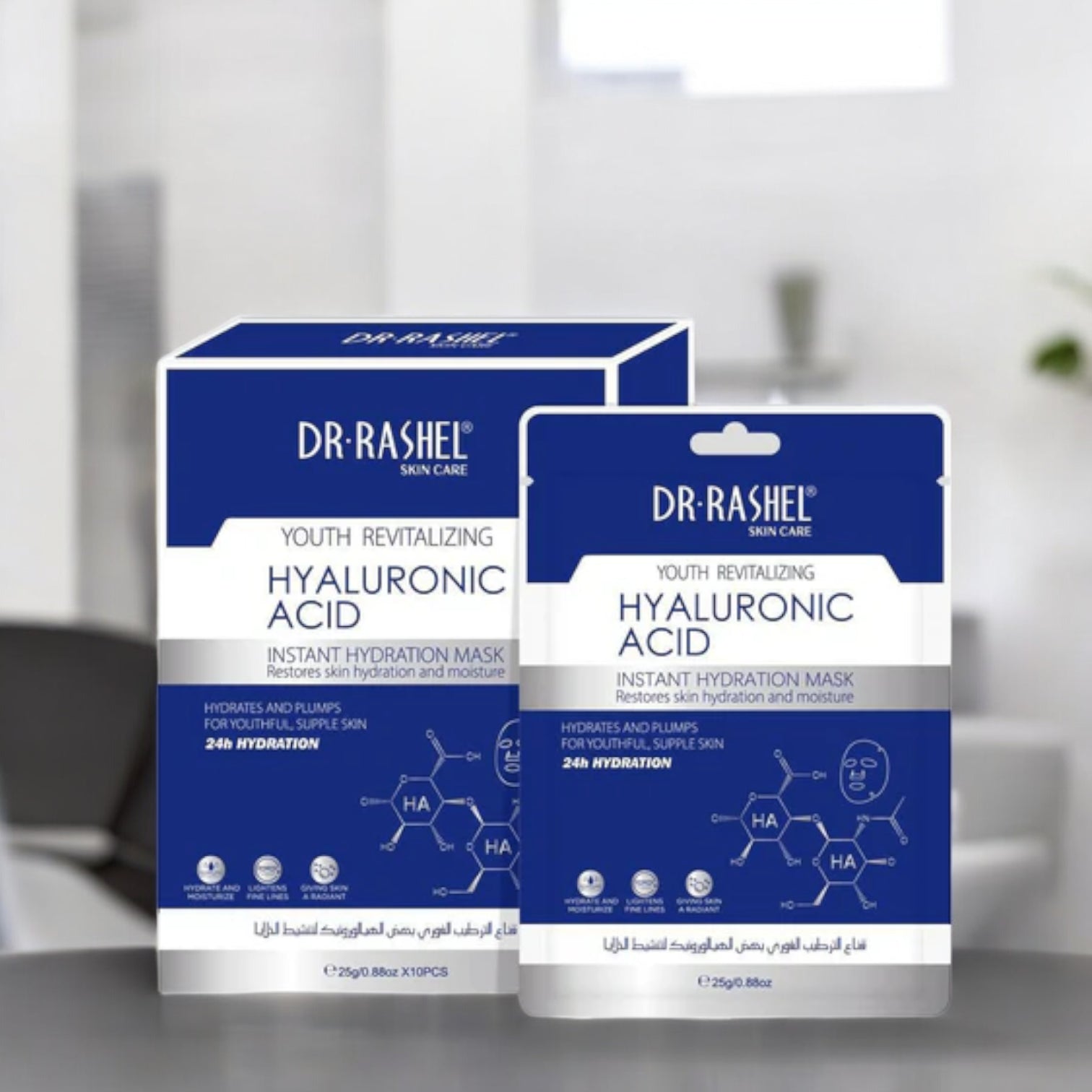 Dr.Rashel Youth Revitalizing Hyaluronic Acid Instant Hydration Mask Sheet – Deep Moisture & 24H Hydrating Facial Treatment (10 Sheets) - Damoo