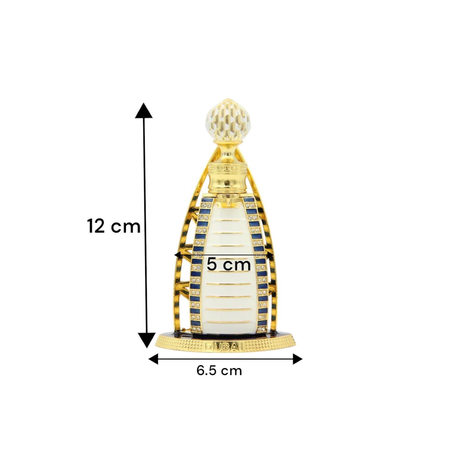 Dubai Burj Al Arab Perfume Bottle 50 ML – Luxury Refillable Fragrance Holder with Crystal Dropper & Gold Detailing - Damoo
