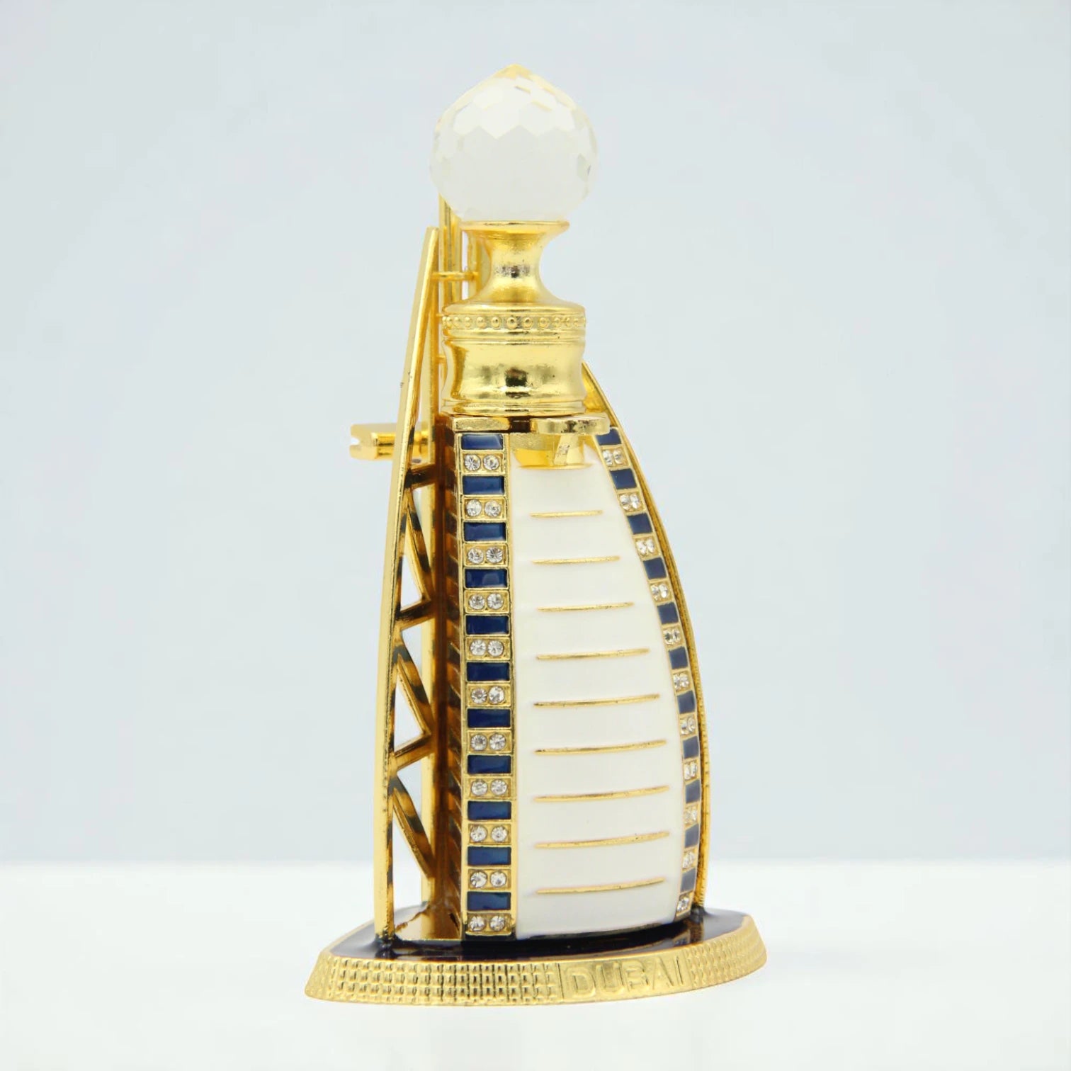 Dubai Burj Al Arab Perfume Bottle 50 ML – Luxury Refillable Fragrance Holder with Crystal Dropper & Gold Detailing - Damoo
