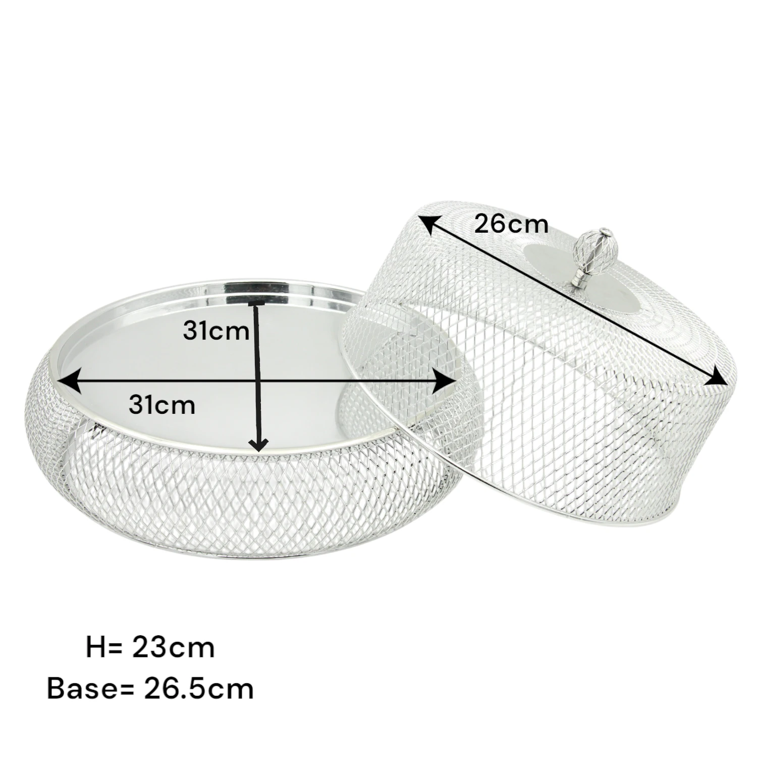 Durable Snack & Dessert Tray with Insect-Proof Metal Mesh Dome – Shatter-Resistant Base for Elegant Indoor & Outdoor Food Serving - Damoo