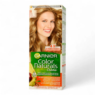 Garnier Color Naturals Hair Dye – No. 8 Bright Blond, Nourishing Permanent Hair Color with Olive, Avocado & Karite Oils - Damoo