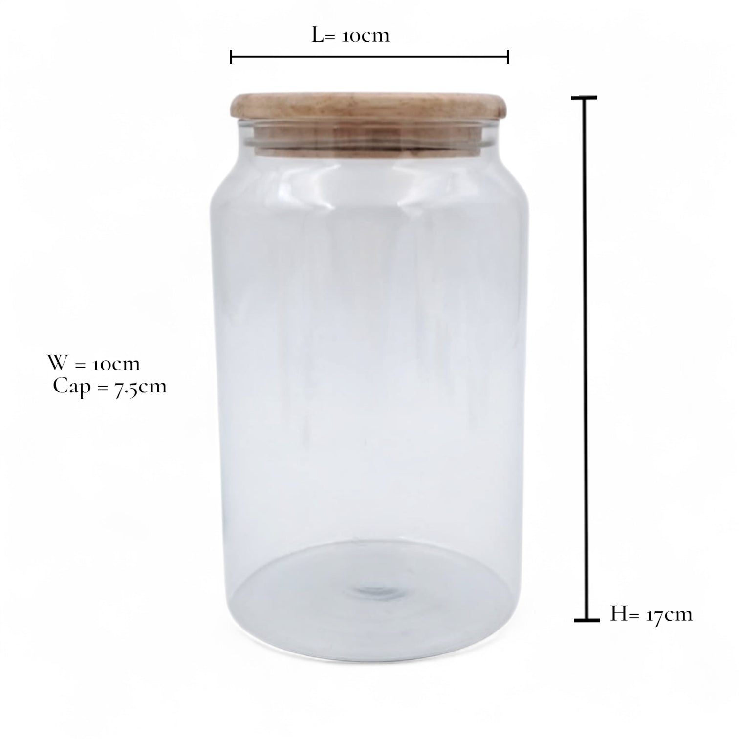 Glass Kitchen Storage Jar with Acacia Wood Lid | Airtight Borosilicate Container for Spices, Coffee, Sugar & Dry Goods | Modern Pantry & Countertop Organizer