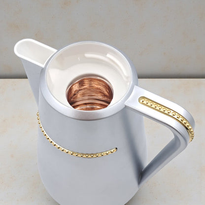Parati Premium Double-Wall Insulated Tea & Coffee Flask – Rose Gold Vacuum Thermos Jug with Golden Handle Trim | Long-Lasting Heat Preservation | Leak-Proof Lid – 1L