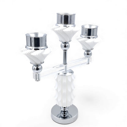 Luxury 3-Head Bakhoor Burner Stand – Modern Silver & White Incense Holder for Home & Majlis (H38 x L31 x W9.5 x Cap 4.5 CM) - Damoo