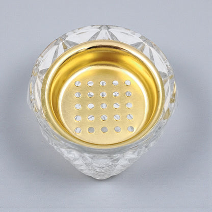 Luxury Crystal Arabic Bakhoor Burner — Clear Glass & Metal Flower-Base Madkhan | Elegant Mabkhara Incense Holder for Oud & Frankincense | Home Décor & Gift Piece