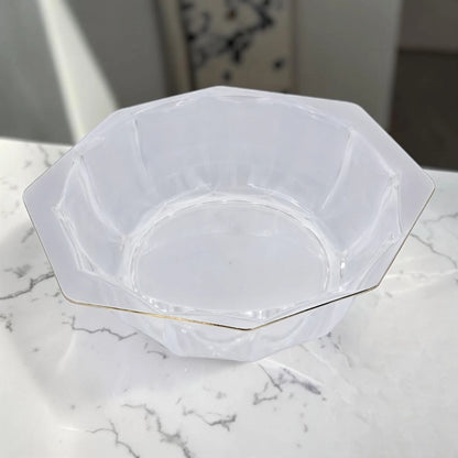 Multi-Purpose Acrylic Serving Bowl with Lid Gold Knob Decorative Table Bowl for Sweets Nuts & Snacks (H(13cm) x W(19.5cm) x L(22cm) x Base(18cm) x cap(18cm)) - Damoo