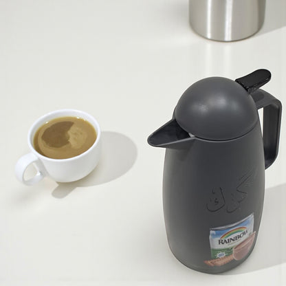 Crystal House Beige  Thermos Flask – Rainbow Milk & Biscuit Design | Double Wall Insulated Tea Flask for Hot & Cold Beverages - Damoo