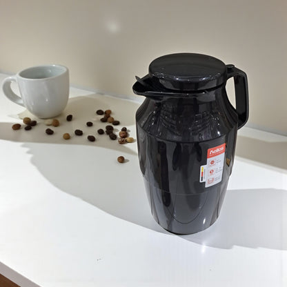 Helios Insulated Vacuum Jug 2.0L – Black | Premium Plastic Thermos Flask with Q100 Glass Insert | German-Made Double-Wall Design for Excellent Heat Retention - Damoo