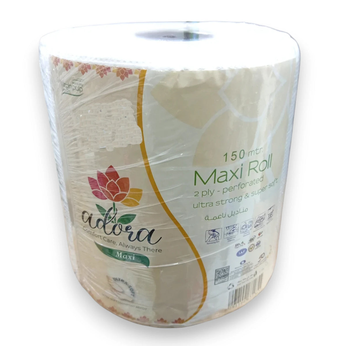 Adora Maxi Roll 150m – 2 Ply Perforated Tissue | Ultra Strong & Super Soft Household Paper Roll - Damoo