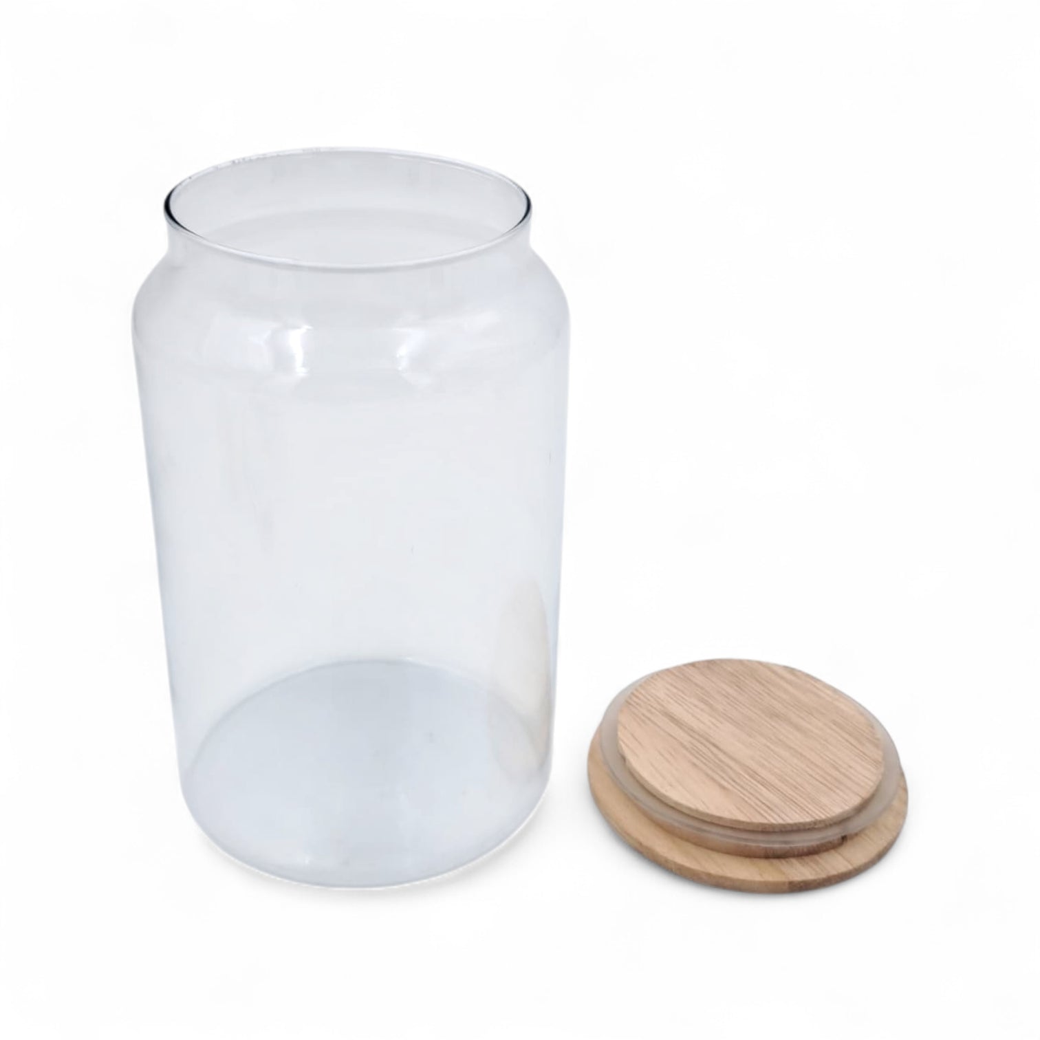 Glass Kitchen Storage Jar with Acacia Wood Lid | Airtight Borosilicate Container for Spices, Coffee, Sugar & Dry Goods | Modern Pantry & Countertop Organizer