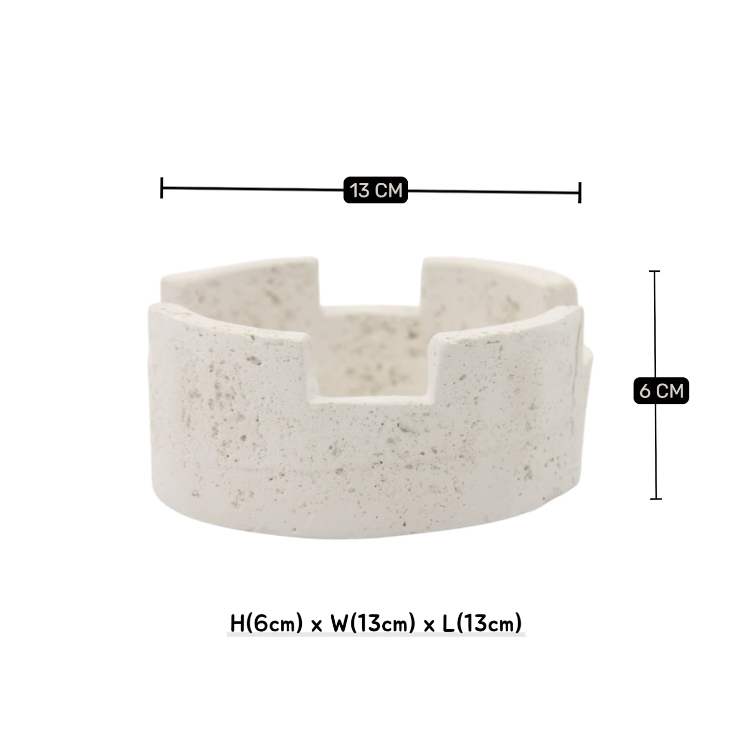 Luxury multi-hole stone design ashtray - neutral stone finish, heat resistant, for home, office and outdoor use (6cm height x 13cm width x 13cm length) - Damoo