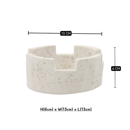 Luxury multi-hole stone design ashtray - neutral stone finish, heat resistant, for home, office and outdoor use (6cm height x 13cm width x 13cm length) - Damoo