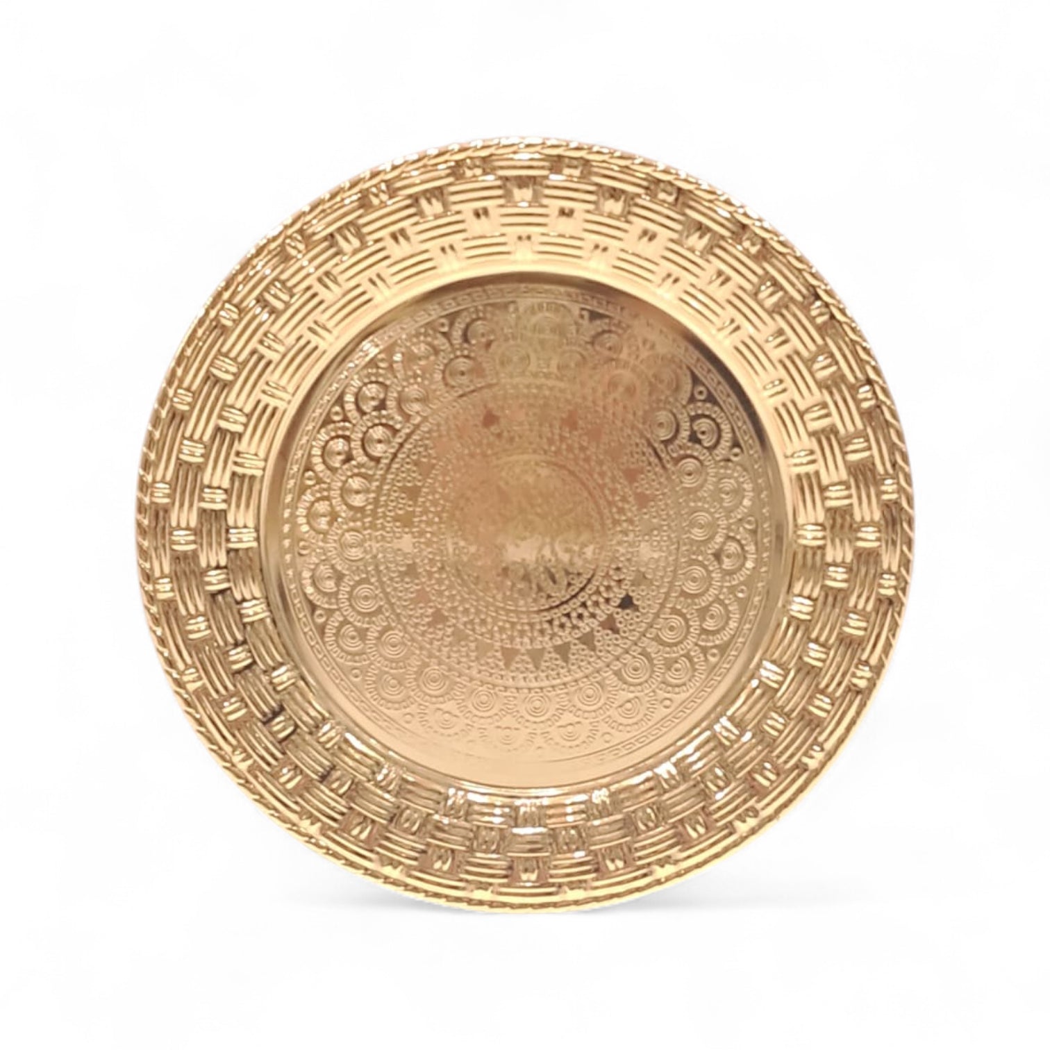 African Design Gold Centerpiece Glass Plate – Elegant Decorative Serving Plate with Glossy Finish, Home & Table Decor - Damoo