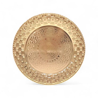 African Design Gold Centerpiece Glass Plate – Elegant Decorative Serving Plate with Glossy Finish, Home & Table Decor - Damoo