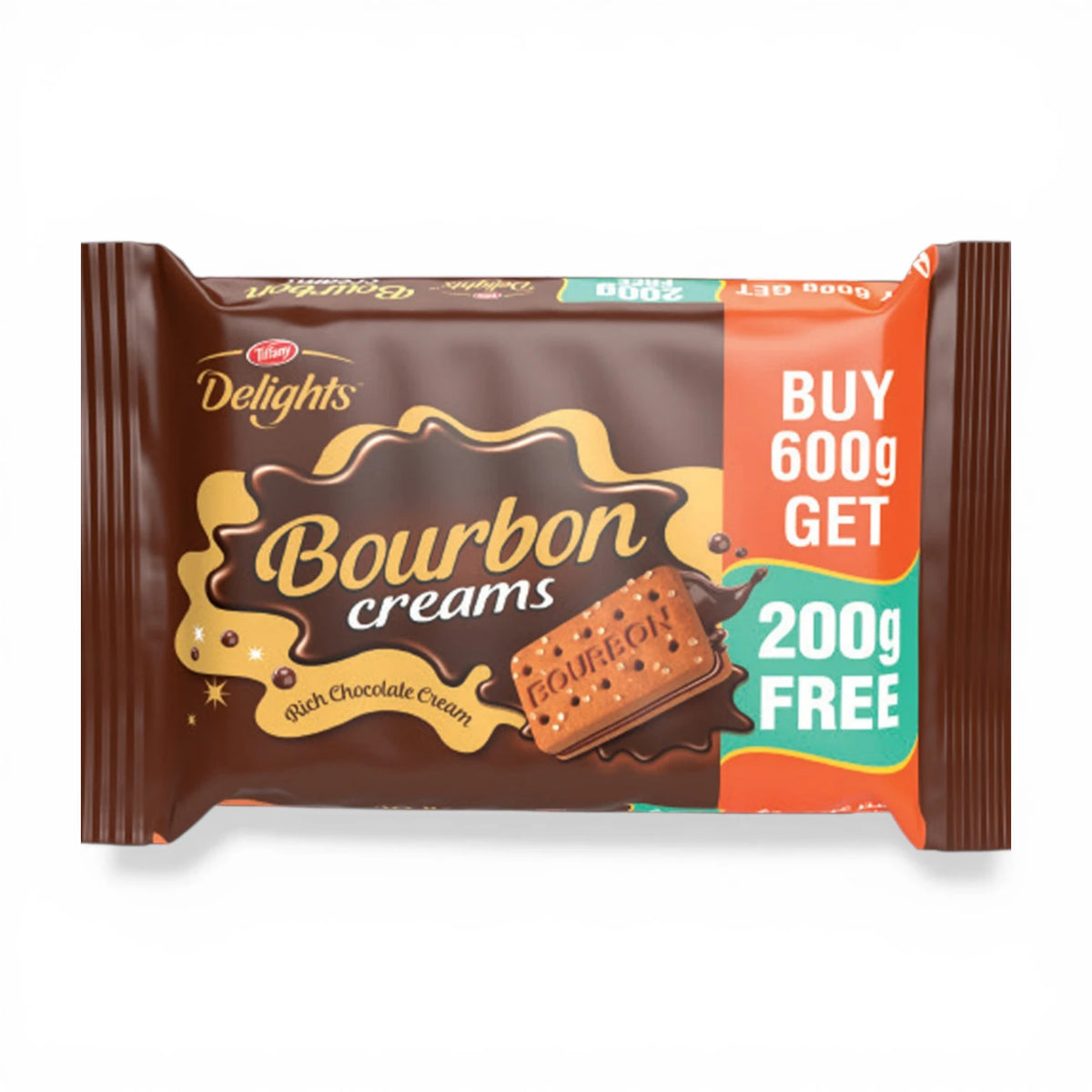 Tiffany Bourbon Cream Biscuits 200g x 6 Packs – Chocolate Sandwich Biscuits with Rich Cocoa Cream Filling, Value Pack Snack - Damoo