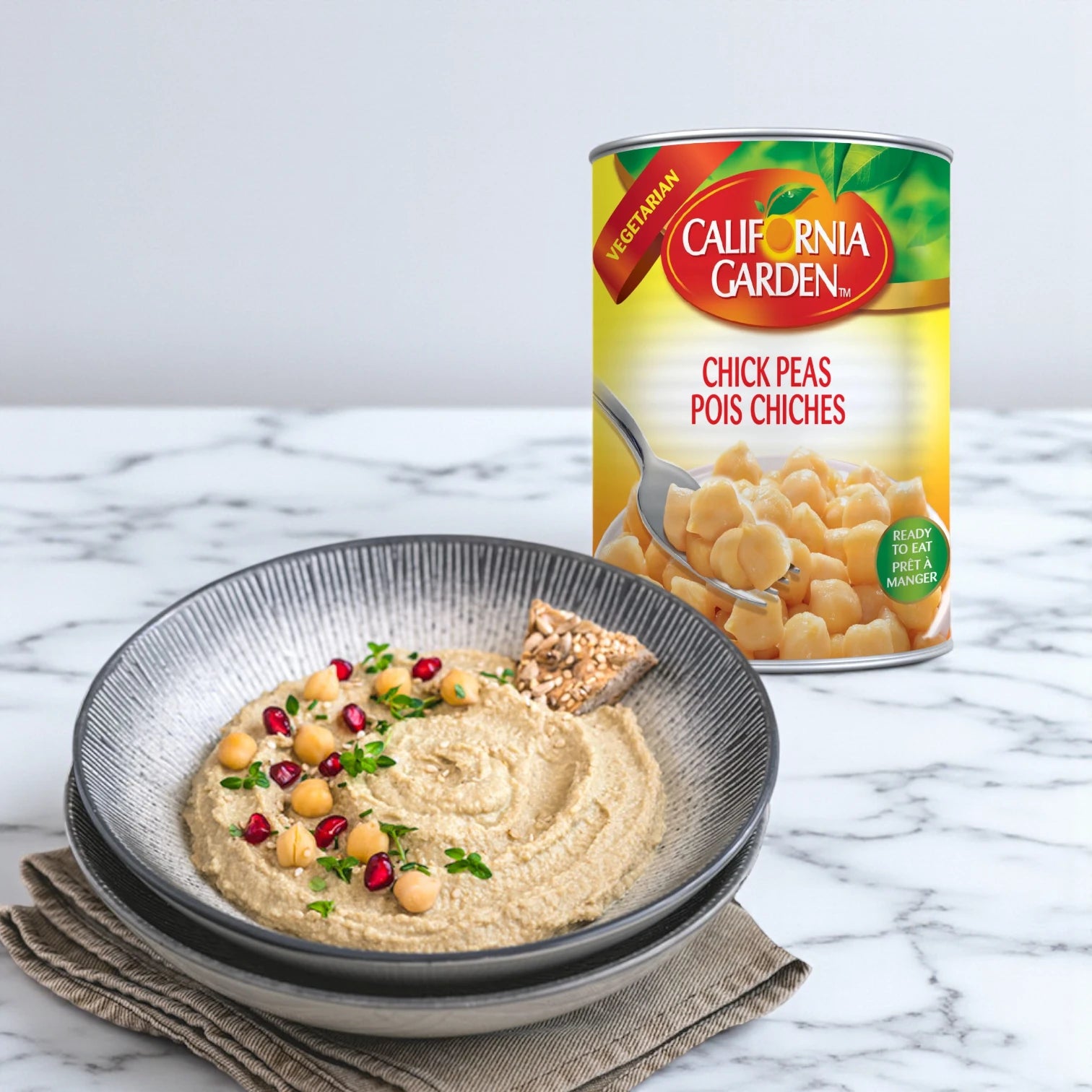 California Garden Canned Chickpeas – Ready-to-Eat 3-Pack (3 x 400g) | High-Protein, Vegan, Fiber-Rich Legumes for Salads, Hummus, & Quick Meals - Damoo