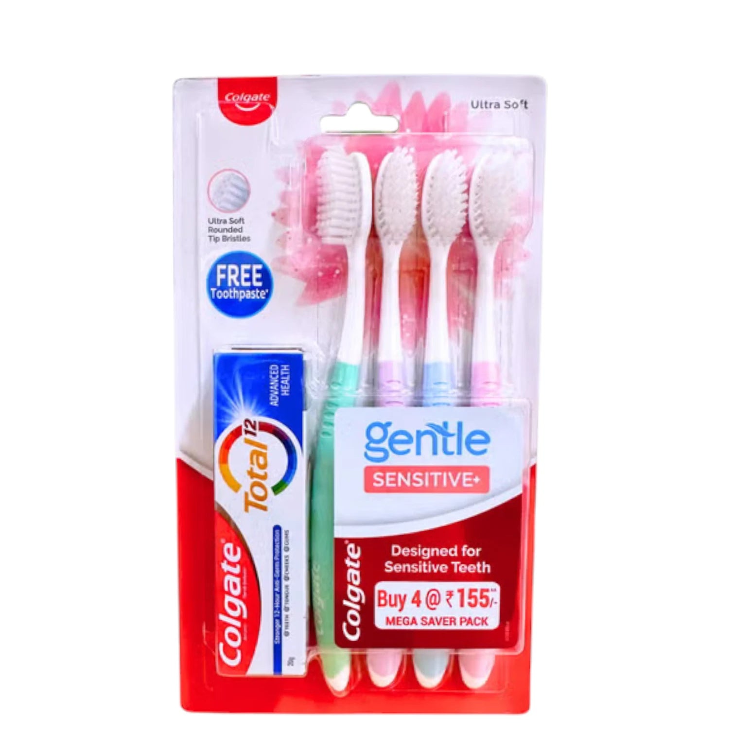 Colgate Sensitive Toothbrush – Pack of 4 | Ultra-Soft Bristles, Flexible Neck & Gentle Cleaning for Sensitive Teeth & Gums - Damoo