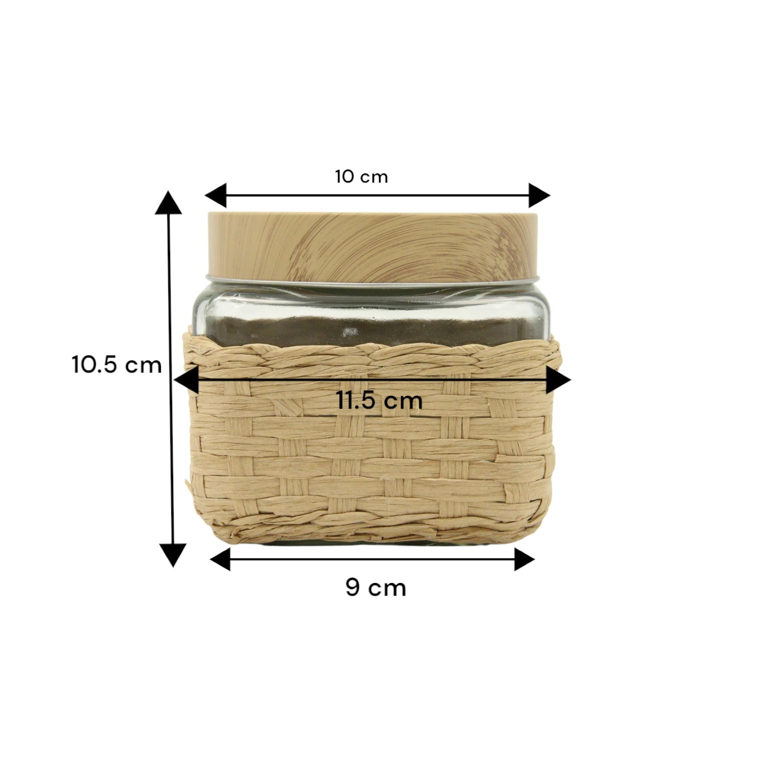 Eco-Friendly Glass Storage Jar with Bamboo Lid & Woven Sleeve – Airtight Kitchen Canister for Dry Goods, Spices, or Coffee - Damoo