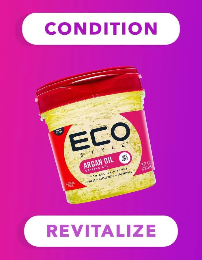 Eco Oil Styling Gel – 236ml (8 fl oz) – Alcohol-Free Hair Gel with UV Protection – Controls Frizz, Adds Shine, Moisturizes & Strengthens Hair – Long-Lasting Lightweight Hold - Damoo
