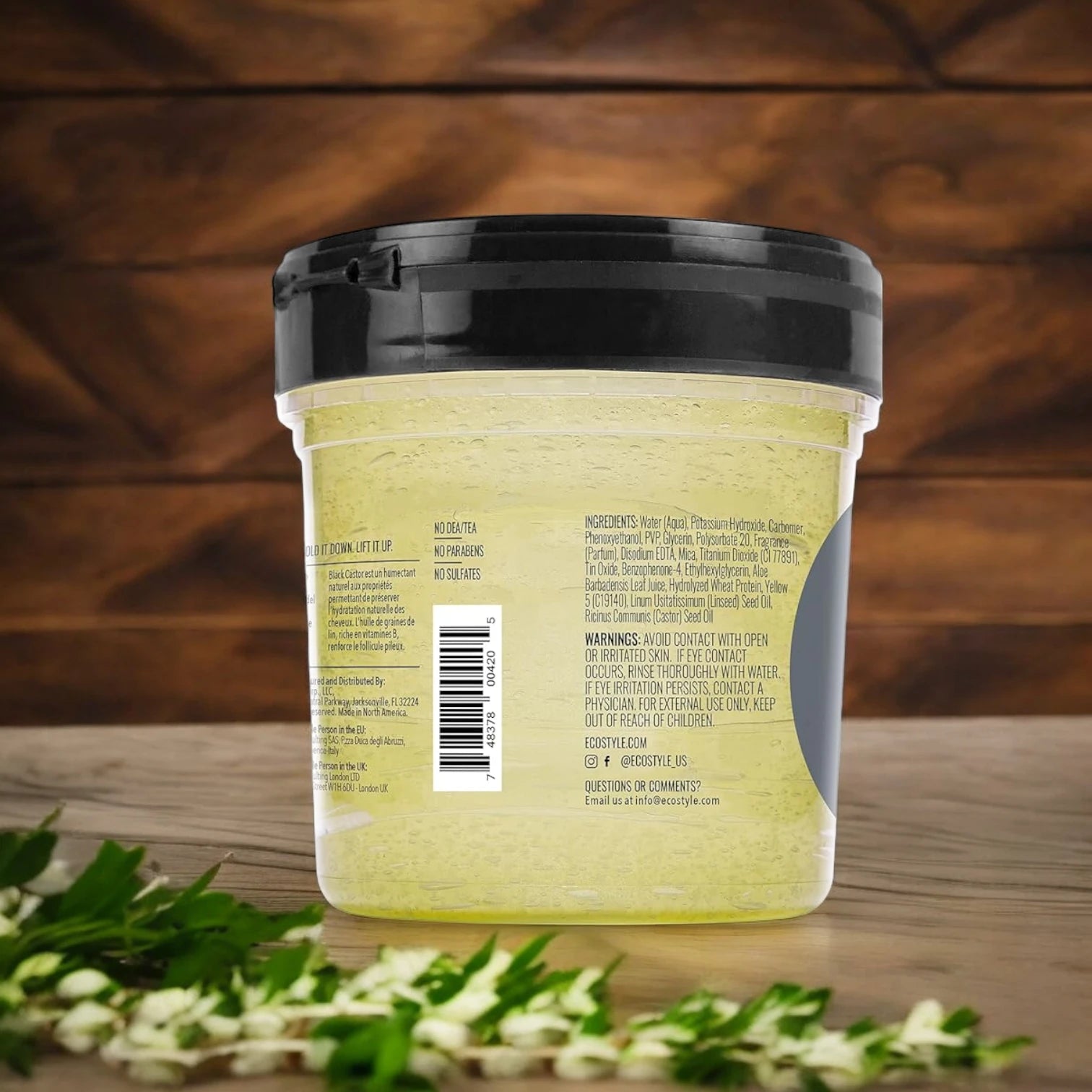 Eco Style Styling Gel with Black Castor & Flaxseed Oil 236ml – Strong Hold, No Flake, Anti-Itch – 8oz - Damoo