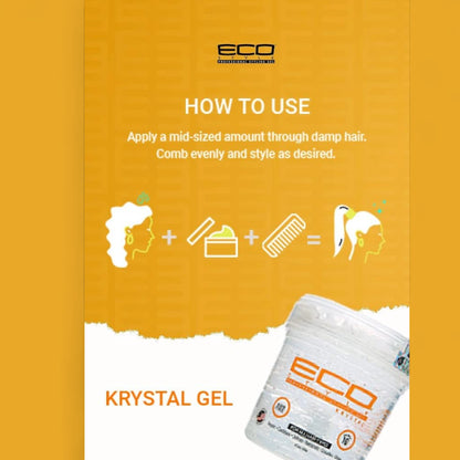 Eco Style VNDEFUL 960 Krystal Professional Styling Gel – 236ml | Alcohol-Free, Maximum Hold & Shine for All Hair Types - Damoo